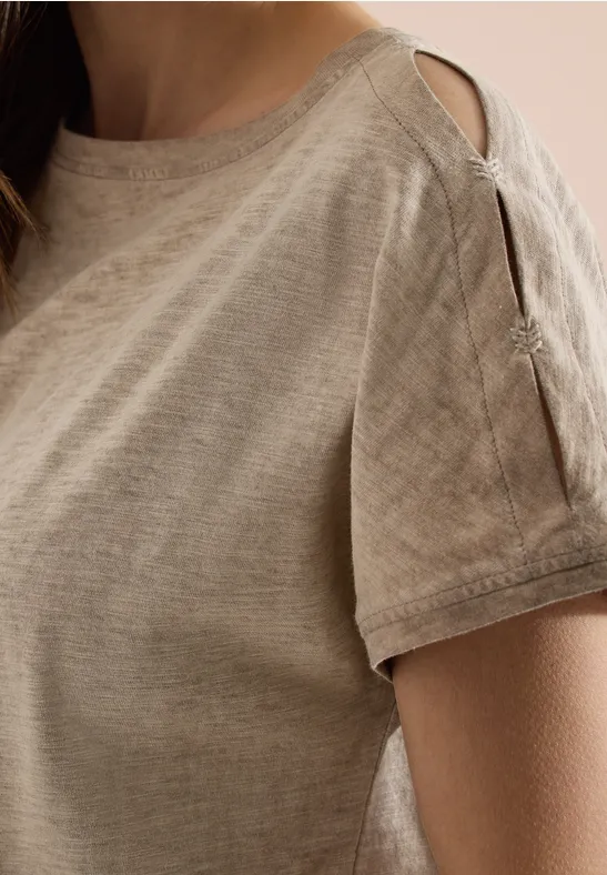 Flammgarn-Shirt mit geschlitzten Ärmeln