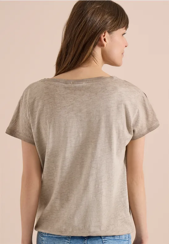 Flammgarn-Shirt mit geschlitzten Ärmeln