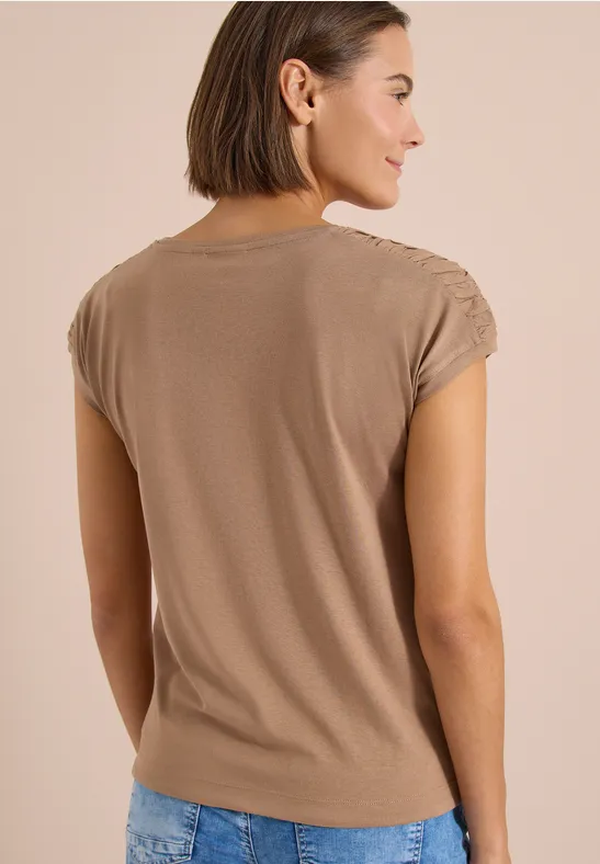 Boatneck-Top mit gerafften Schultern