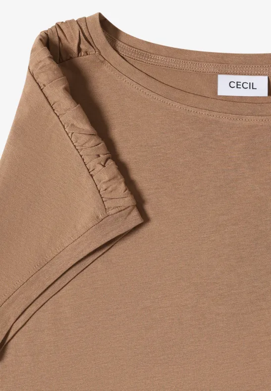 Boatneck-Top mit gerafften Schultern