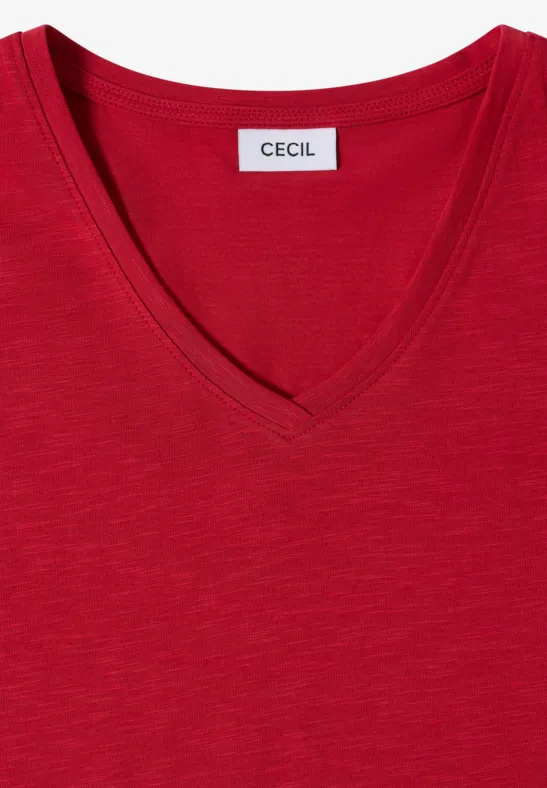 V-Ausschnitt T-Shirt aus Flammgarn