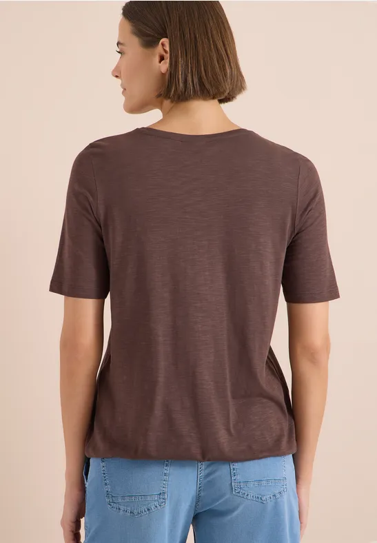 Weiches V-Ausschnitt Slub-Shirt