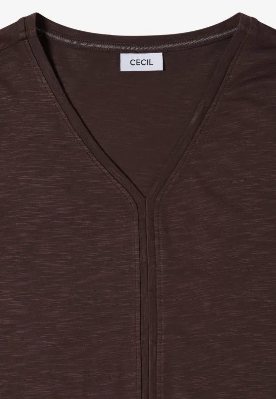 Weiches V-Ausschnitt Slub-Shirt