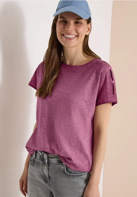 Flammgarn-T-Shirt mit Schulterschlitzen
