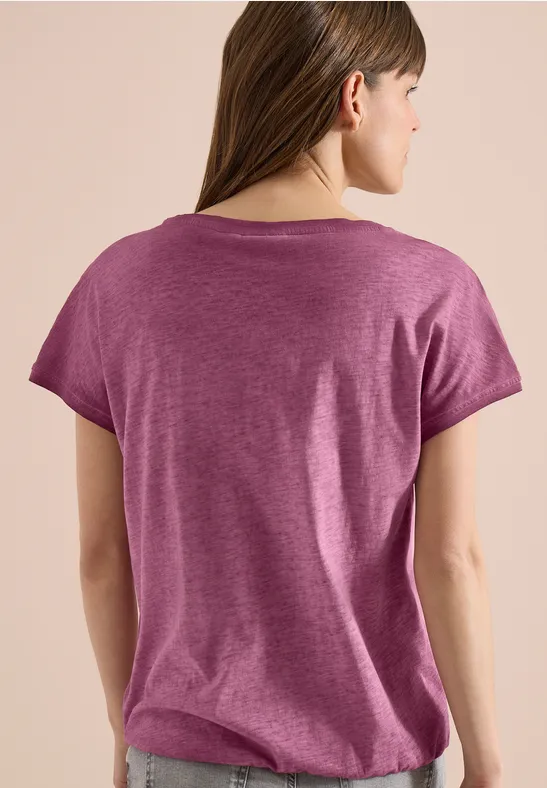 Flammgarn-T-Shirt mit Schulterschlitzen