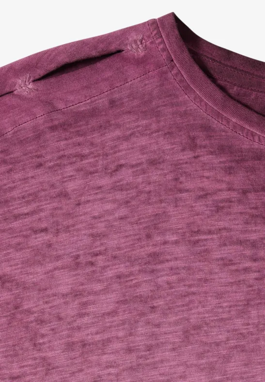 Flammgarn-T-Shirt mit Schulterschlitzen