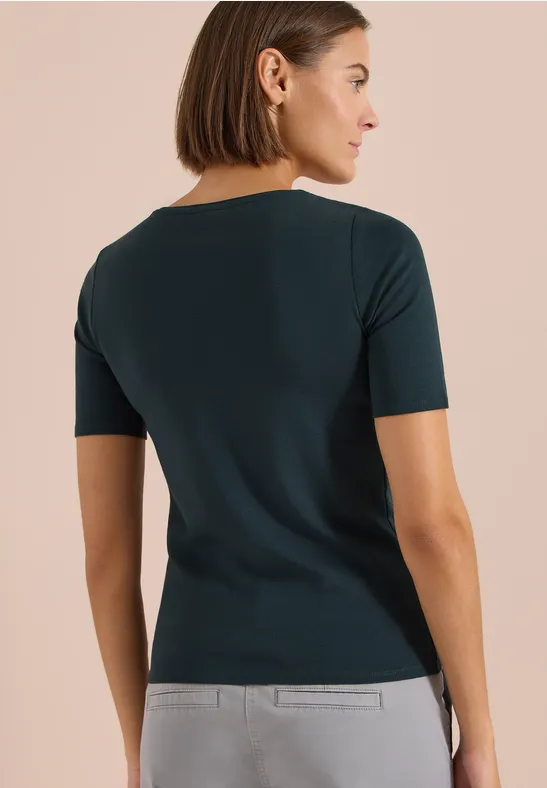 Klassisches V-Ausschnitt Baumwollshirt