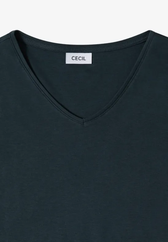 Klassisches V-Ausschnitt Baumwollshirt
