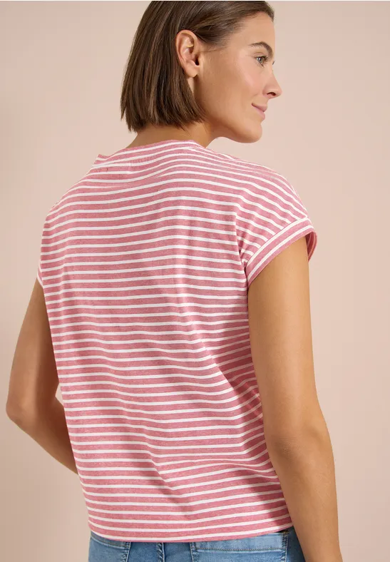 Gestreiftes Baumwoll-T-Shirt mit Gummizug