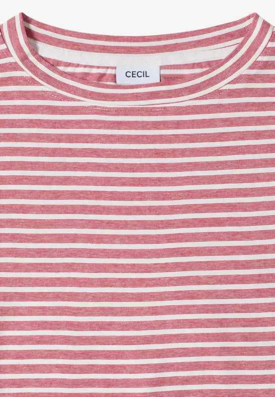 Gestreiftes Baumwoll-T-Shirt mit Gummizug