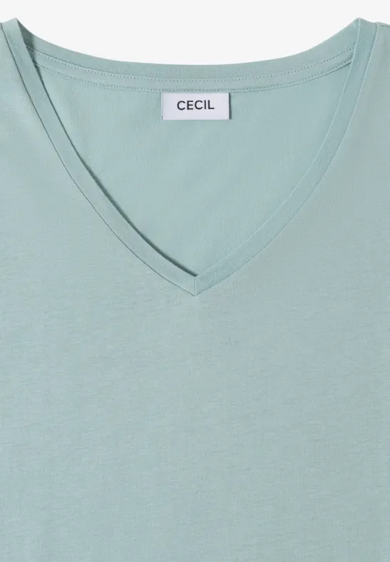 Lässiges V-Ausschnitt Shirt mit überschnittenen Schultern