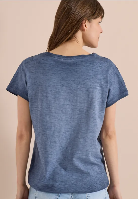 Flammgarn T-Shirt mit U-Boot-Ausschnitt
