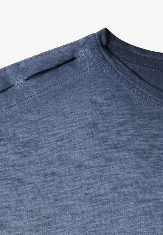 Flammgarn T-Shirt mit U-Boot-Ausschnitt