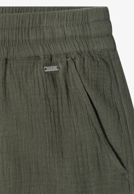 Gerade geschnittene Musselin-Shorts mit Kordelzug