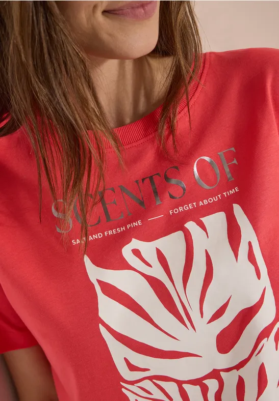 T-Shirt mit Blätter-Print aus Baumwoll-Modal