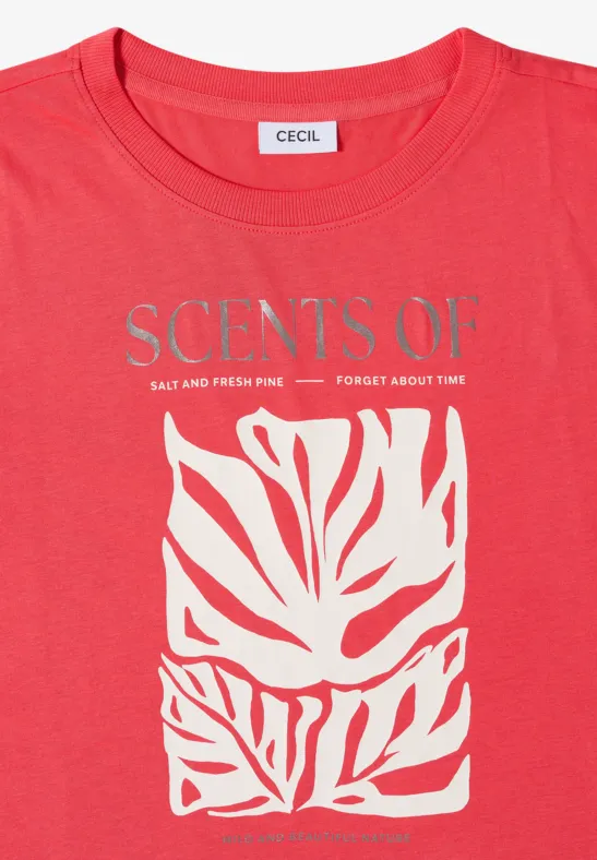 T-Shirt mit Blätter-Print aus Baumwoll-Modal