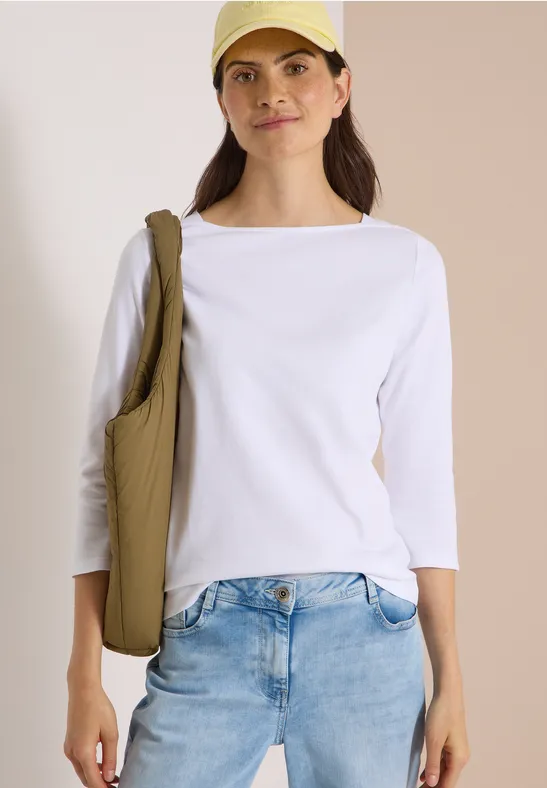 Jerseyshirt mit femininem U-Boot-Ausschnitt