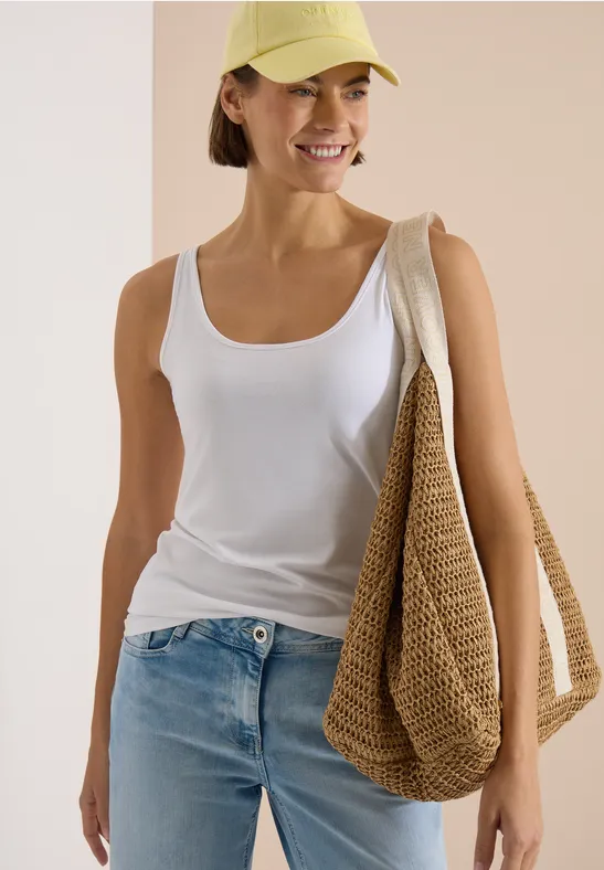 Klassisches Baumwoll-Longtop mit Rundhals