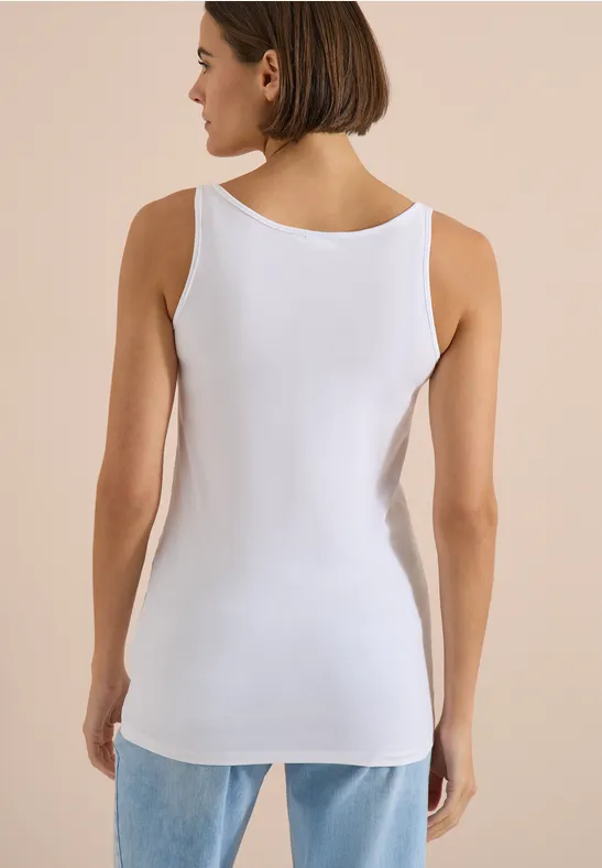 Klassisches Baumwoll-Longtop mit Rundhals