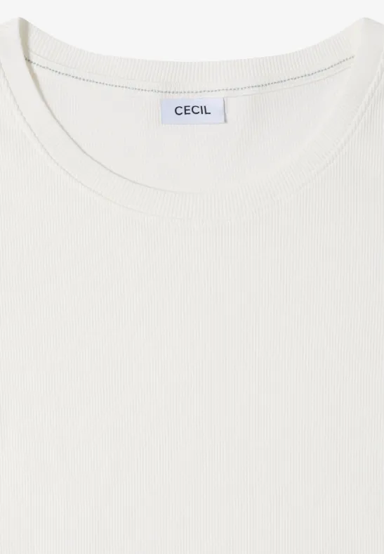 T-Shirt aus Rippstrick mit Rundhalsausschnitt