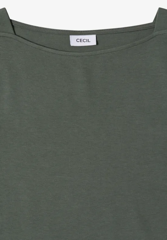 Jersey-Shirt mit U-Boot-Ausschnitt