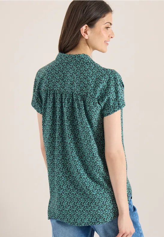 Kurzarmbluse mit botanischem Print