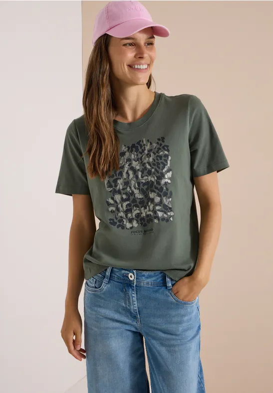 Jersey-T-Shirt mit Leoparden-Print