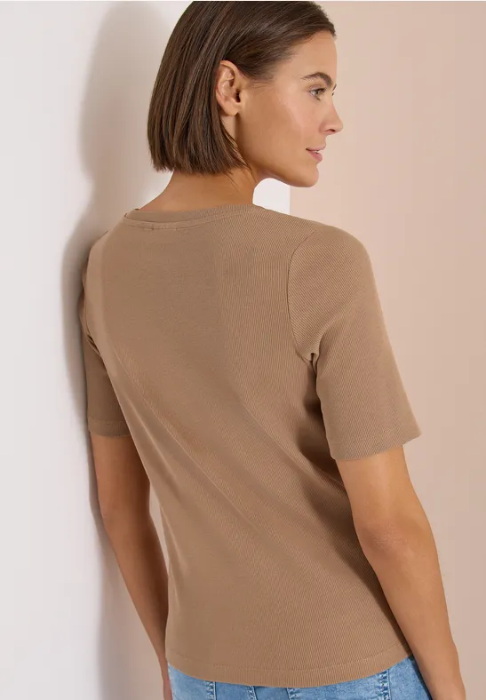 T-Shirt mit Rippstruktur
