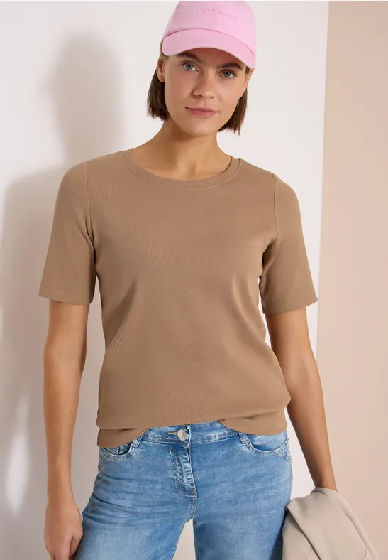 T-Shirt mit Rippstruktur