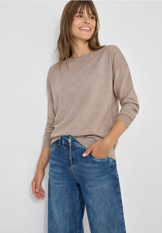 Strukturierter Strickpullover mit U-Boot-Ausschnitt