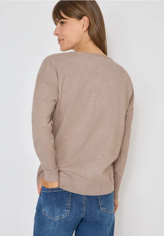 Strukturierter Strickpullover mit U-Boot-Ausschnitt