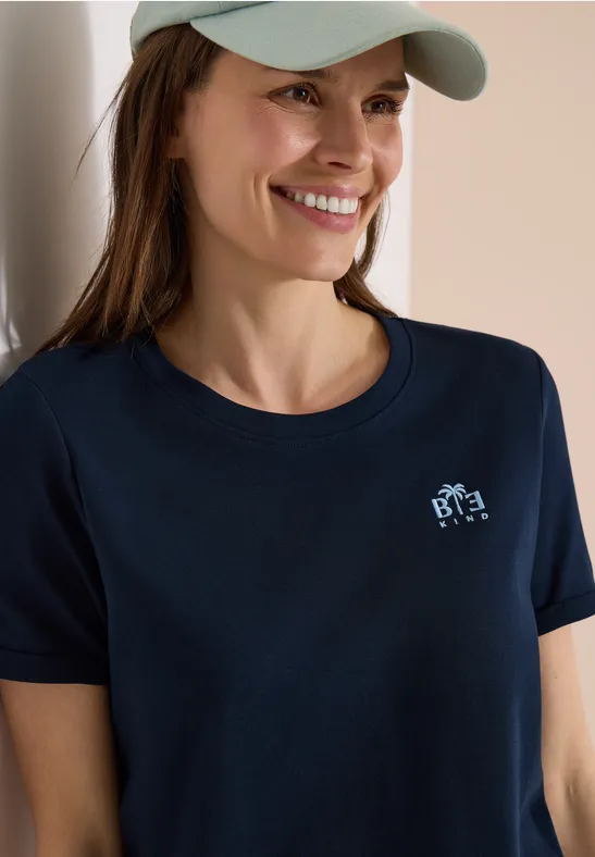 Baumwoll-T-Shirt mit Be-Kind-Print