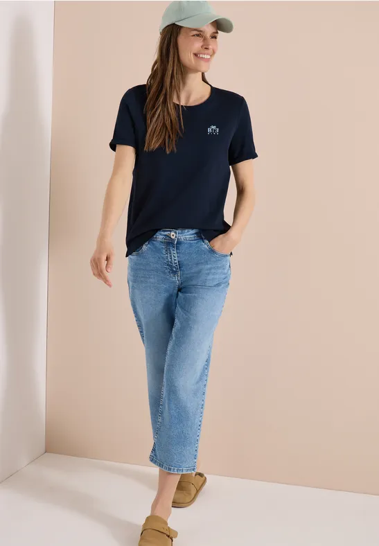 Baumwoll-T-Shirt mit Be-Kind-Print