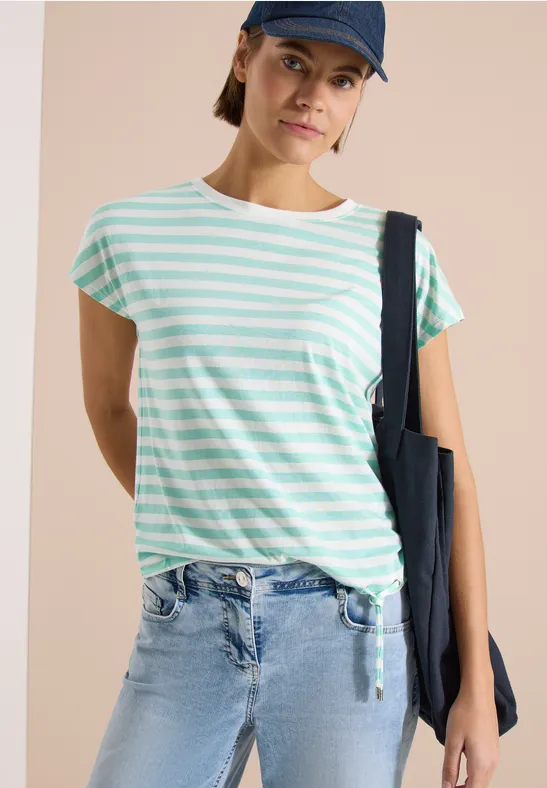 Gestreiftes T-Shirt mit seitlichem Tunnelzug