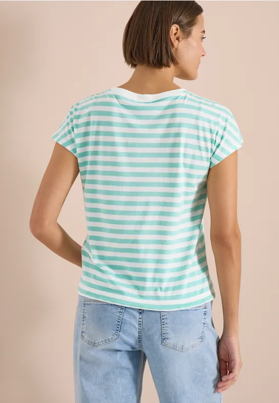 Gestreiftes T-Shirt mit seitlichem Tunnelzug