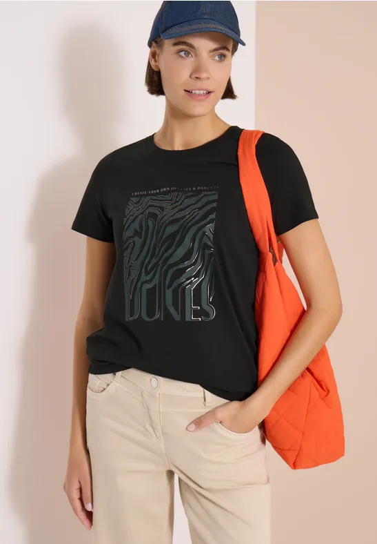 T-Shirt mit schimmerndem Folienprint