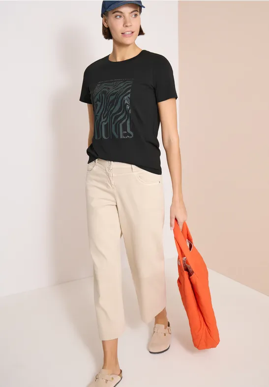 T-Shirt mit schimmerndem Folienprint