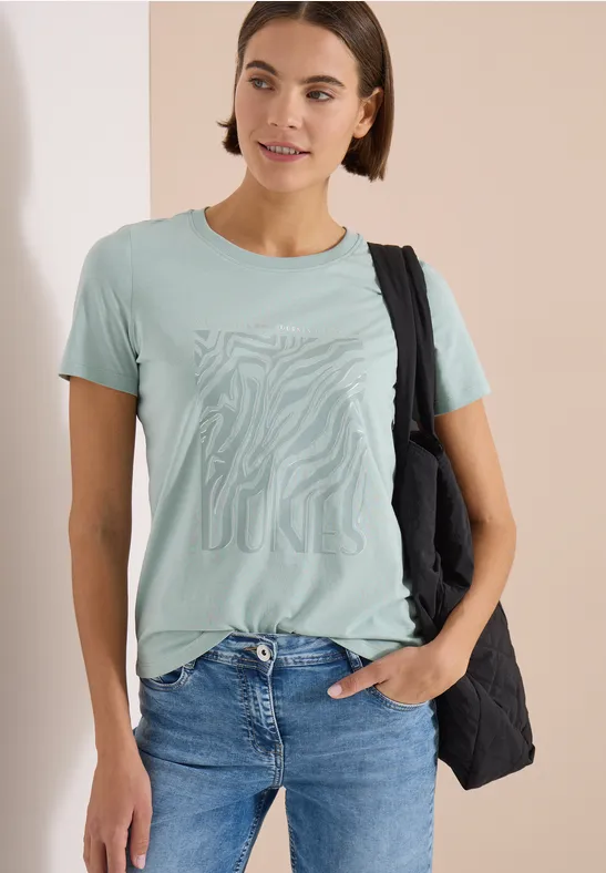 T-Shirt mit schimmerndem Folienprint