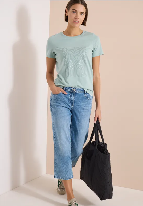 T-Shirt mit schimmerndem Folienprint