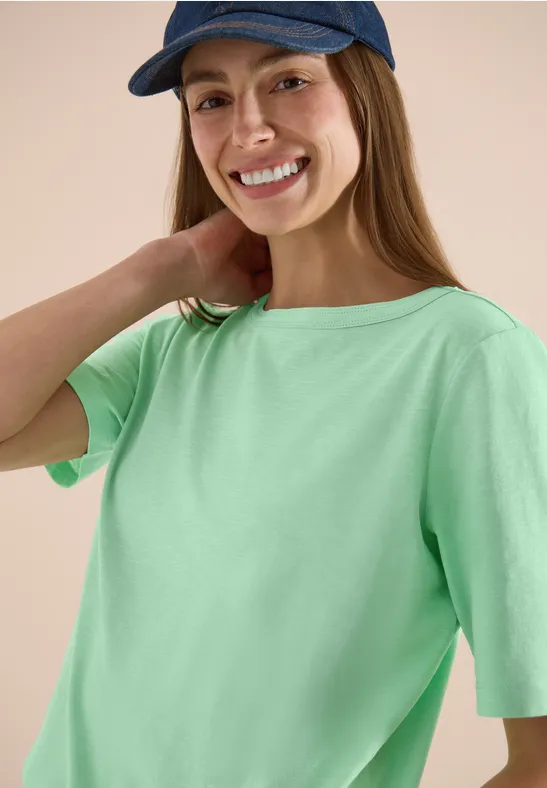 Lässiges T-Shirt mit U-Boot-Ausschnitt