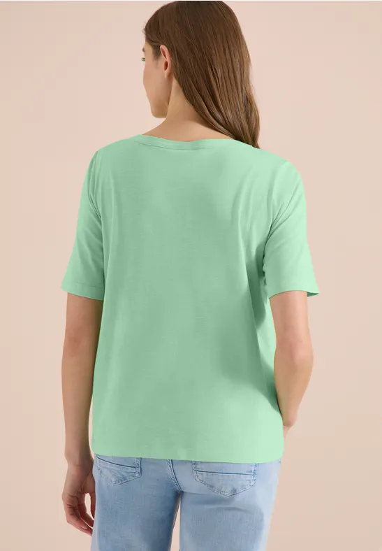 Lässiges T-Shirt mit U-Boot-Ausschnitt