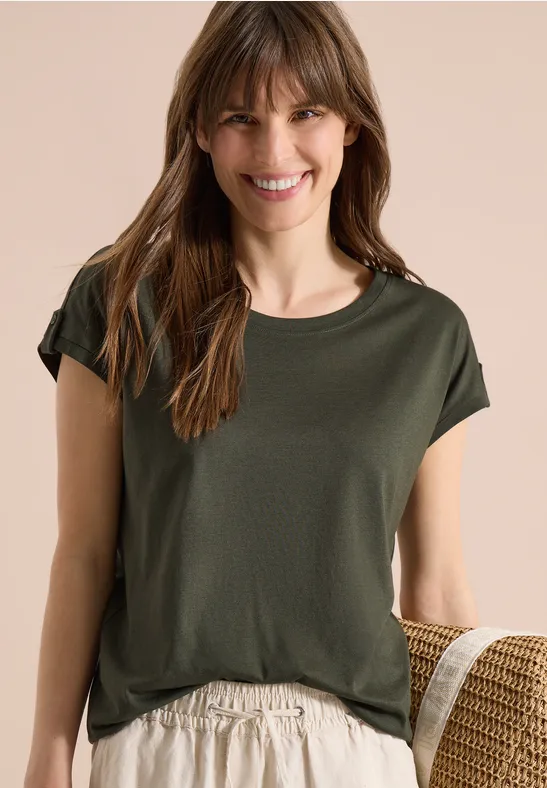 Weiches T-Shirt mit Knopf-Detail