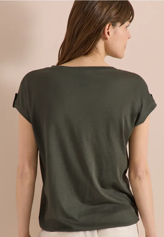 Weiches T-Shirt mit Knopf-Detail