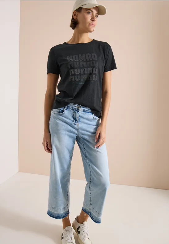 Kurzarm-T-Shirt mit Burn-Out-Print