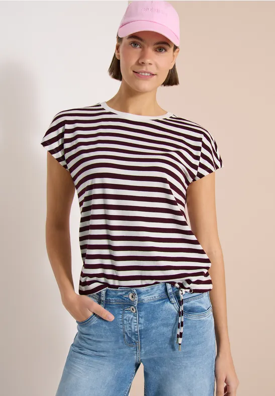 Gestreiftes T-Shirt mit angeschnittenen Ärmeln