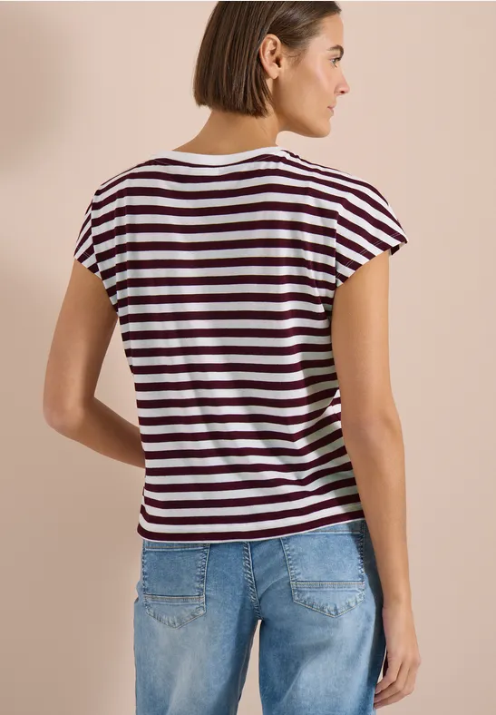 Gestreiftes T-Shirt mit angeschnittenen Ärmeln