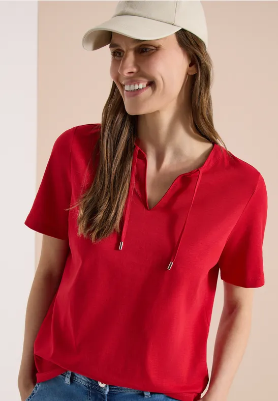 Kurzarm-Baumwollshirt im Tunika-Look
