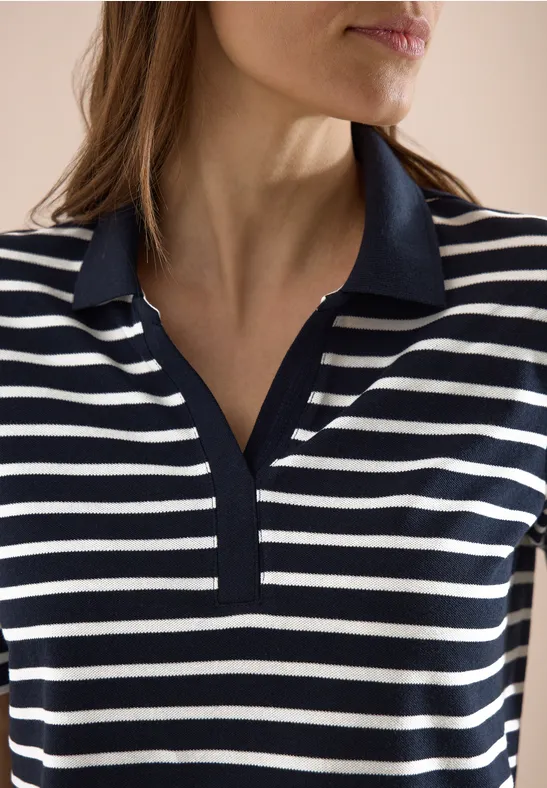 Gestreiftes Polo-Shirt aus Baumwoll-Modal