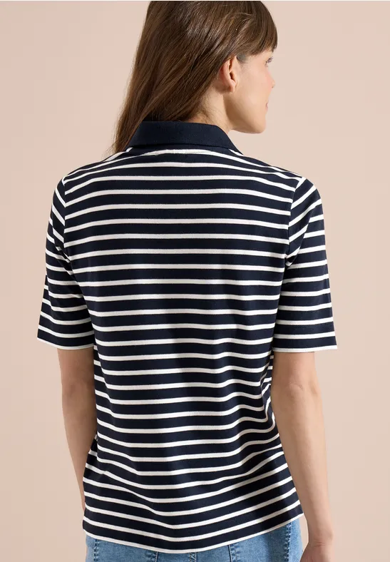 Gestreiftes Polo-Shirt aus Baumwoll-Modal