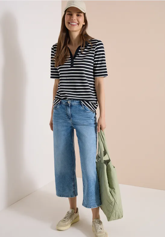 Gestreiftes Polo-Shirt aus Baumwoll-Modal